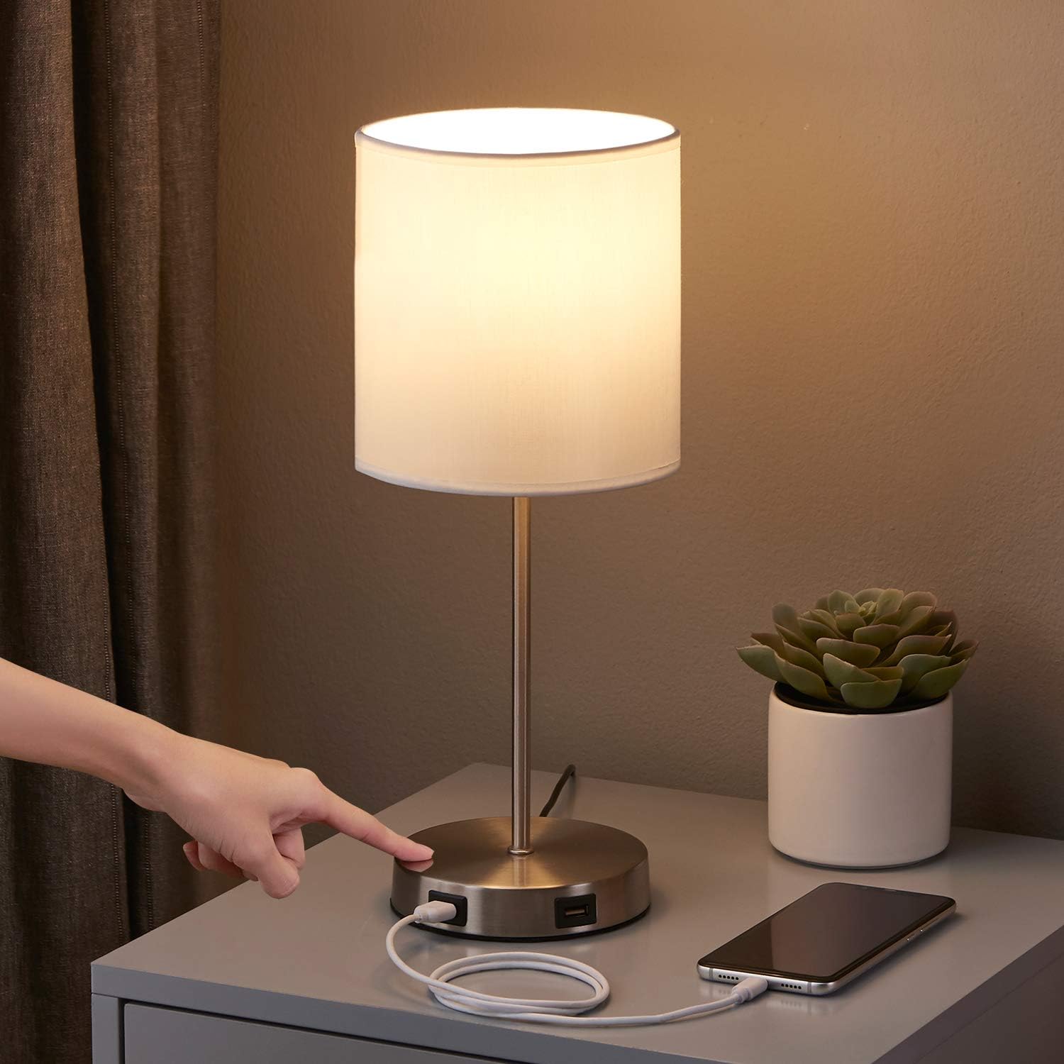 Buy Touch Control Table Lamp with 2 USB Charging Ports, Seealle 3 Way
