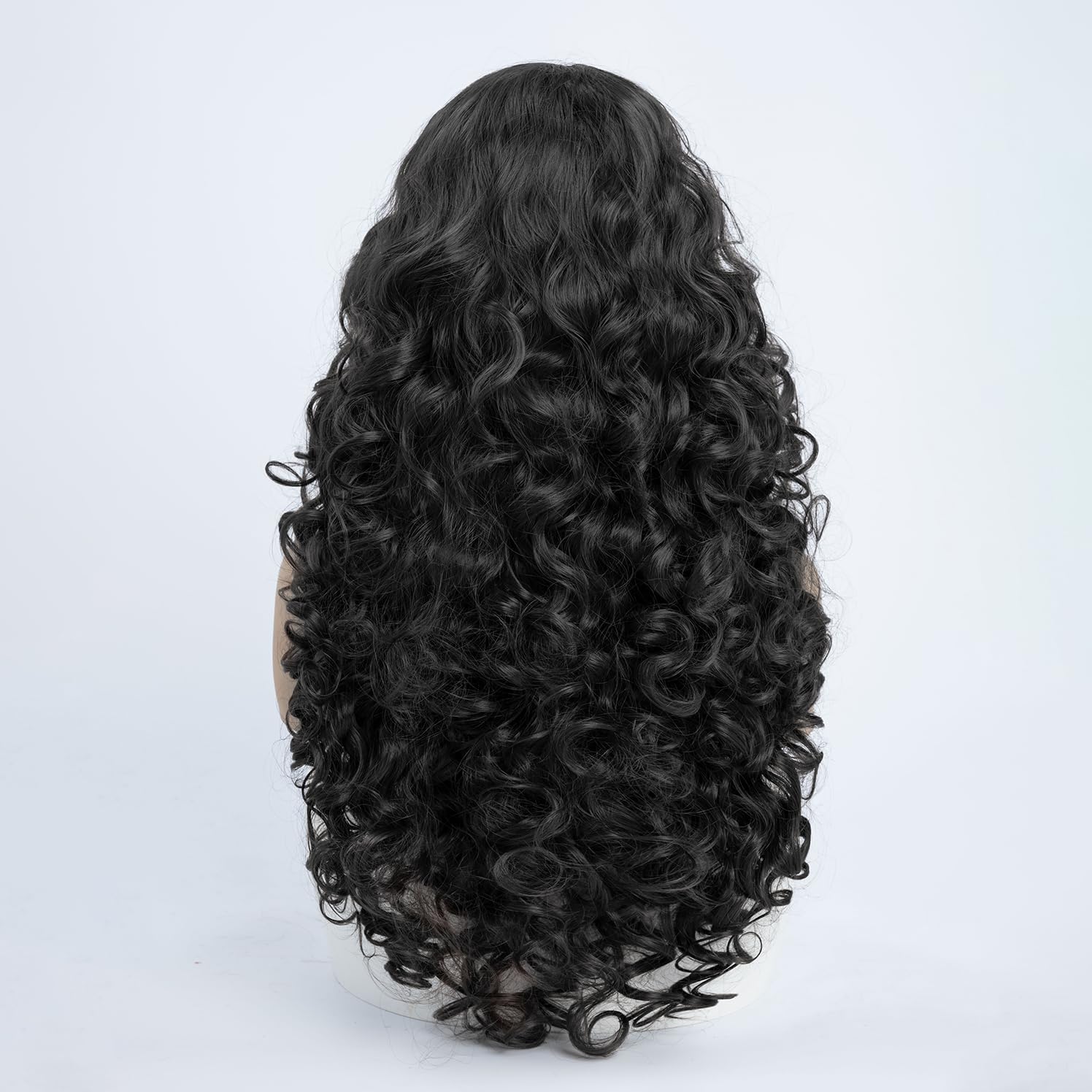 SIMKAYLEE Long Natural Black Curly Wig Wavy Styled Halloween 80s Wigs for Women Full Head Cosplay Costume Party Hairpiece Use (24 inches) - Image 2