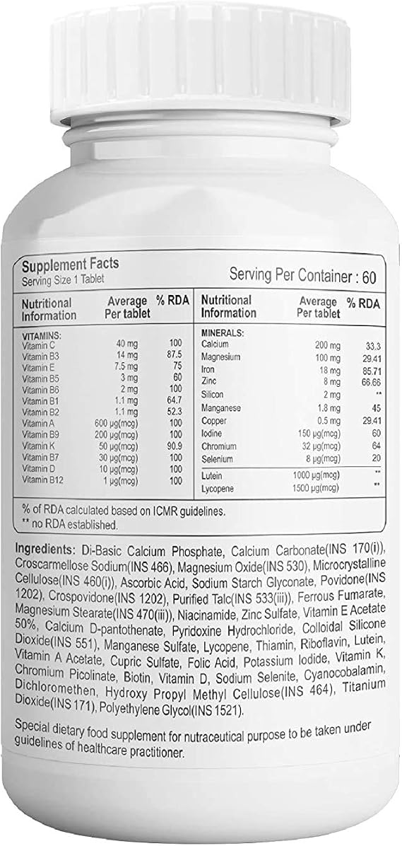 Dharma Healthvit Cenvitan Women Multivitamin & Multimineral with 26 Nutrients (Vitamins and Minerals) | Anti-Oxidants, Energy, Metabolism, Immunity, Beauty and Healthy Appearance - 60 Tablets
