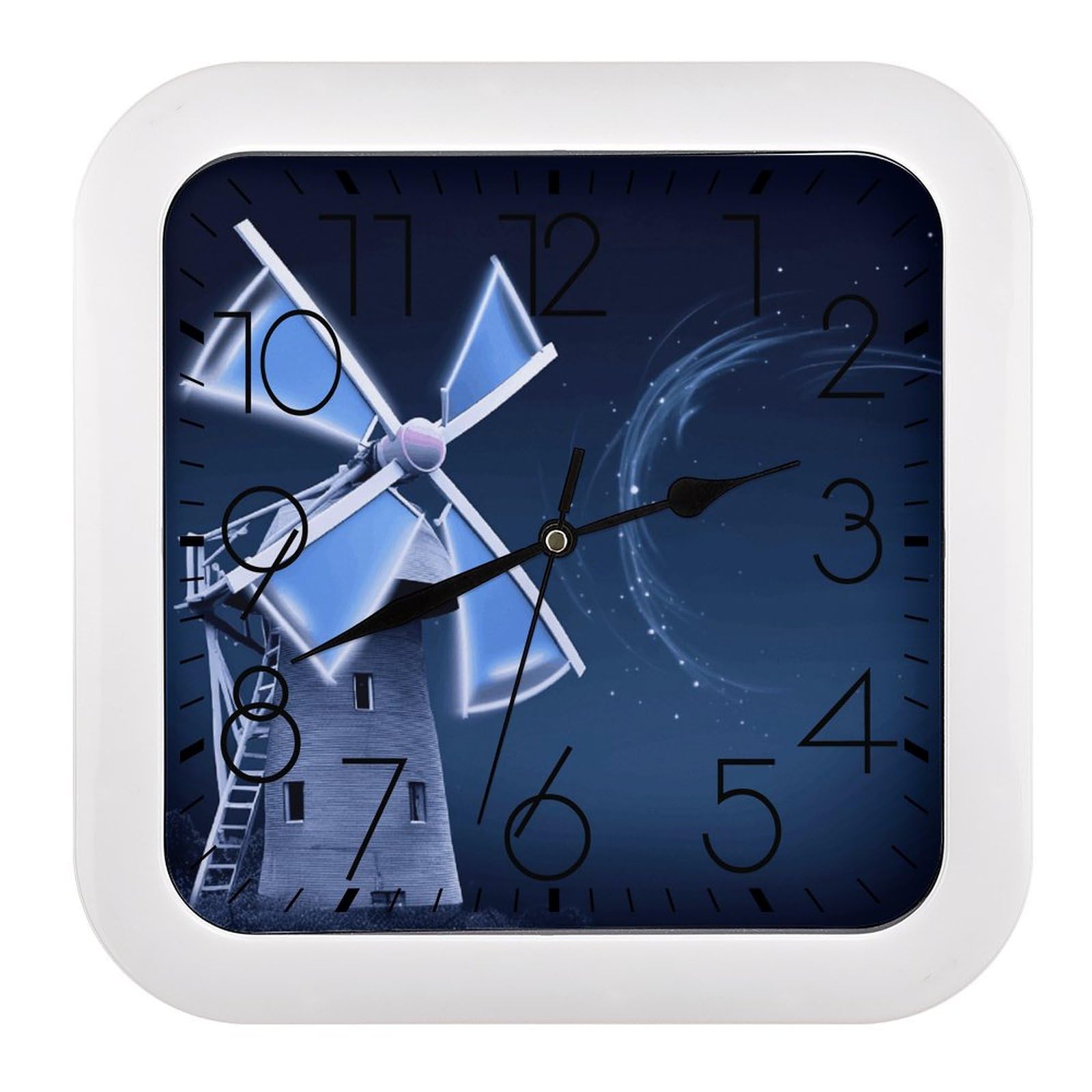 Horloge murale bleue vintage carrée et silencieuse pour la décoration de la maison