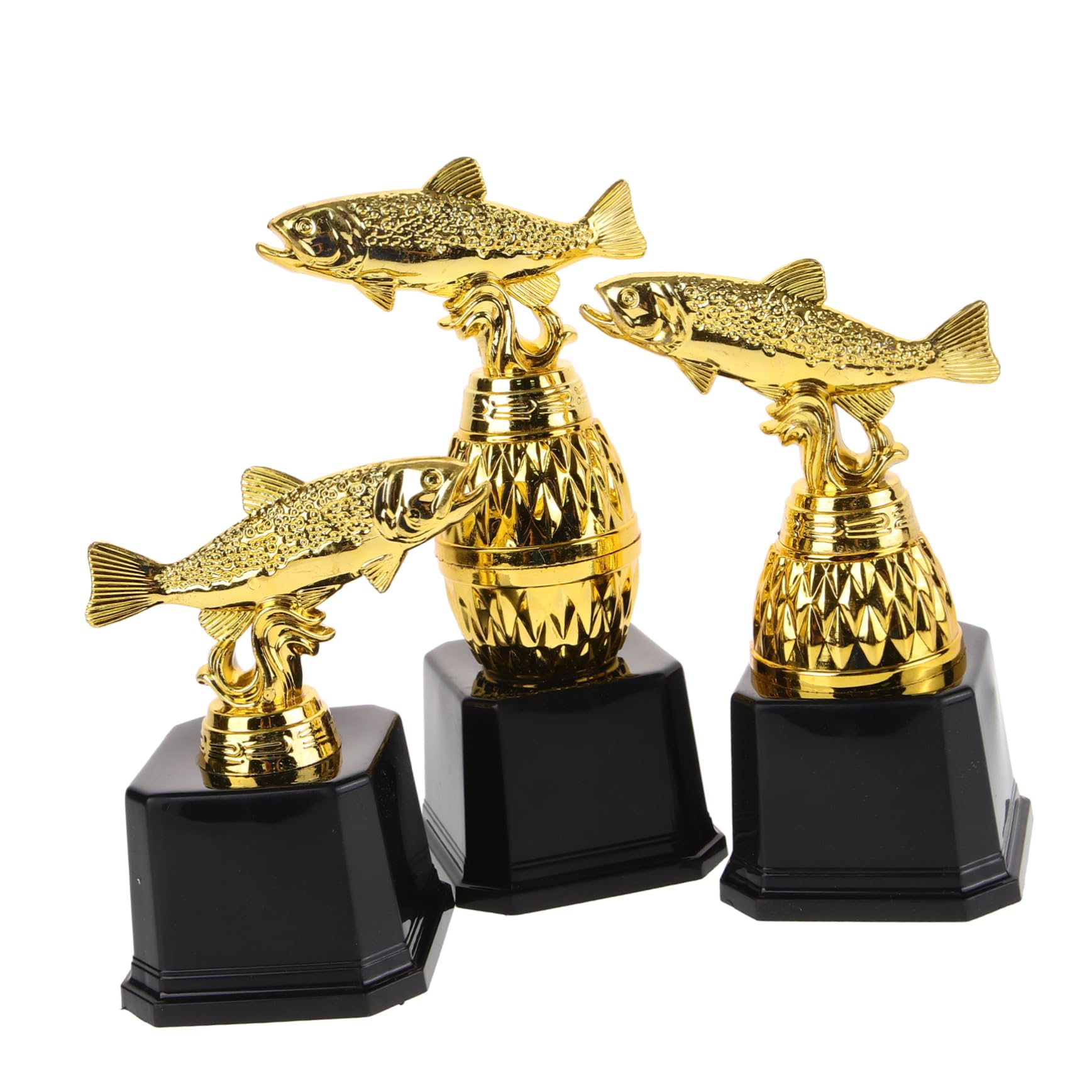 TOYANDONA 3 Stück Miniatur Pokalset in Angel Form aus Kunststoff mit Realistischem Aussehen für Kinder als Siegerpokal und Party Trophäen Dekoration bei Wettbewerben