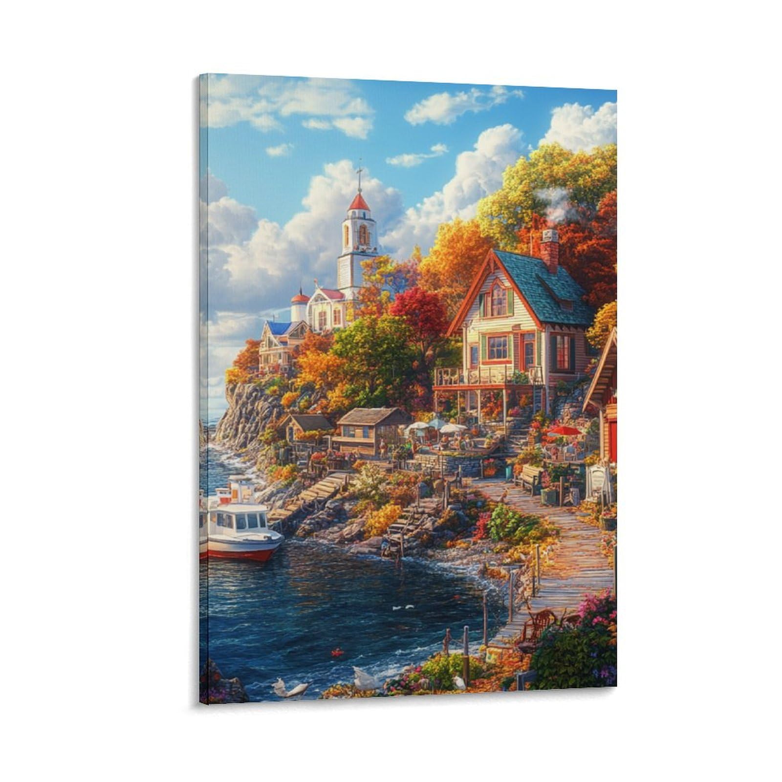 DHBANEIOK Wall Art Coastal Lighthouse Paintingon Canvas Wall Decor Paintings Prints Artwork Pictures Paintings Home Decor For Home Decor Decoration Gift 12x18inch(30x45cm)