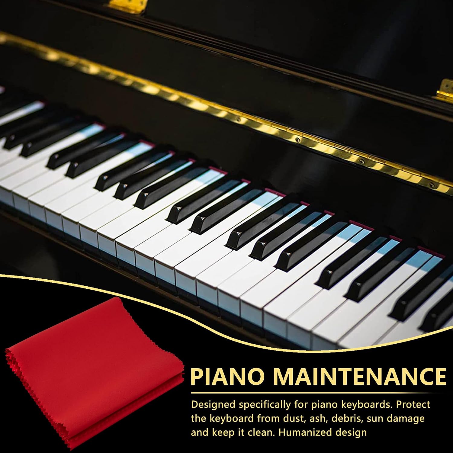 Musiin 88 Key Piano Keyboard Dust Cover(2 Pack, Red)