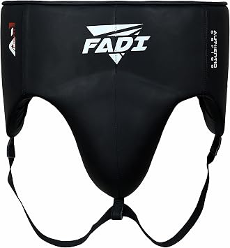 A1 No Foul Boxing Groin Protector with Built-in Cup, Cowhide Leather Athletic Supporter for Men, MMA Muay Thai Kickboxing Sparring Gear S-XL