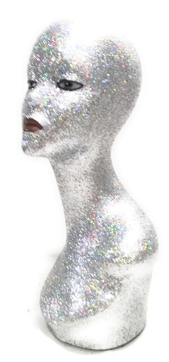 Silver Mannequin Head, Iridescent Handmade Products