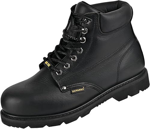 Botas de seguridad de trabajo con punta de acero para hombres, zapatos de trabajo anchos cómodos, de cuero duradero, antideslizantes, resistentes al