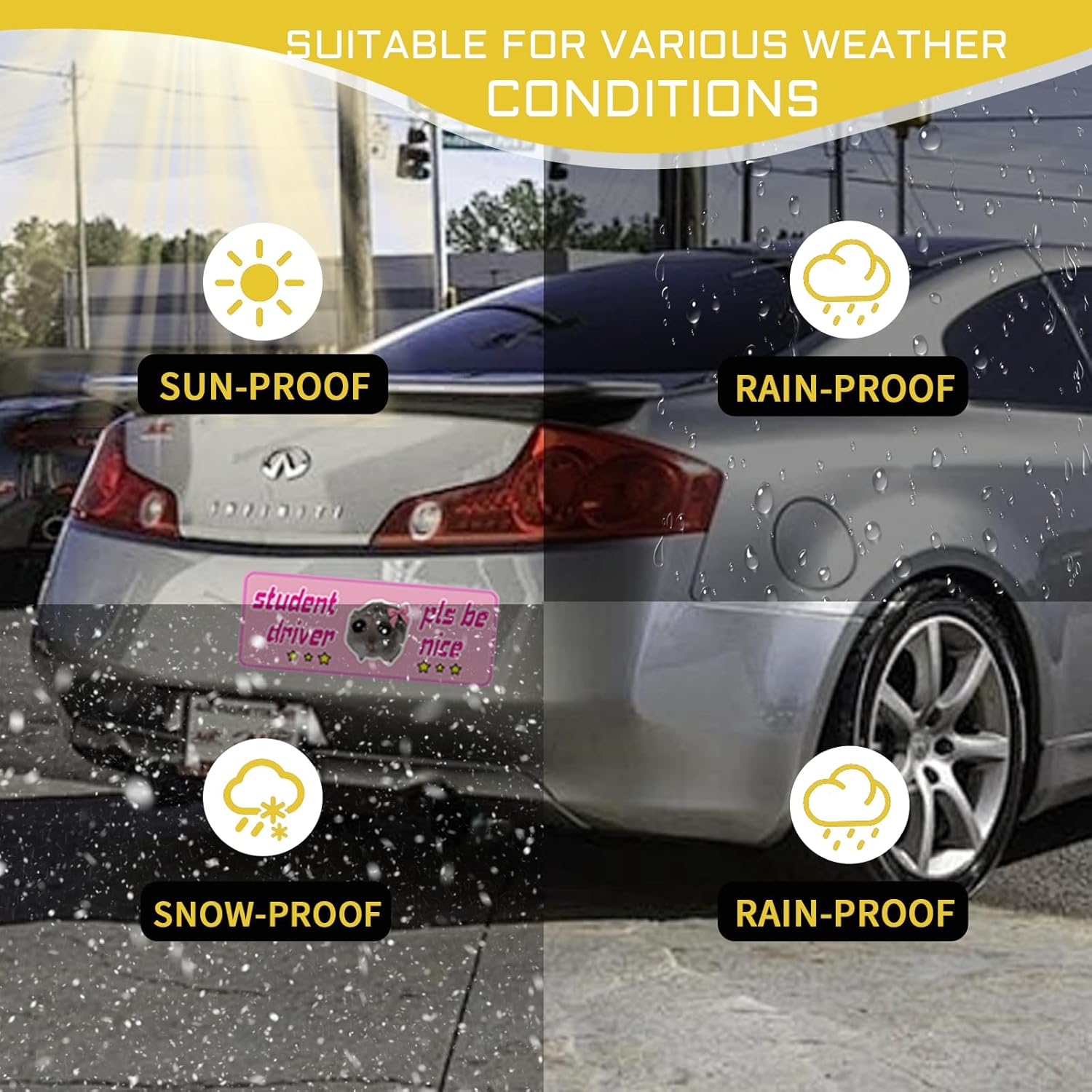 Student Driver Magnet for Car – Reflective 3-Pack Funny Please Be Patient Signs, Reusable Magnetic New or Rookie Driver Bumper Sticker - Image 5