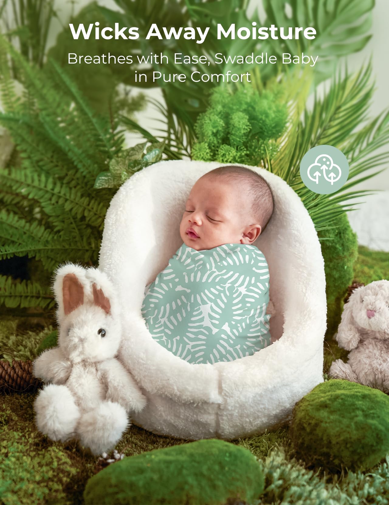 Momcozy Muslin Best Wishes Swaddle Blankets, Ultra Soft Neutral Registry Essentials, Jungle Trails & Wild Pals, Breathable Large 47'' x 47'' Newborn Boys Girls Receiving Blanket