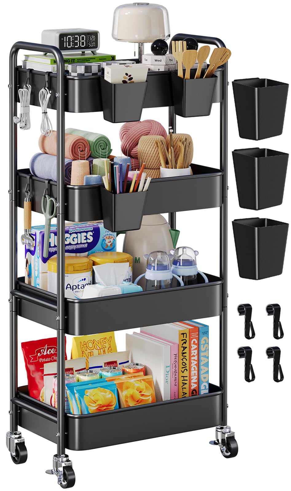 Aofure 4 Tier Rolling Cart