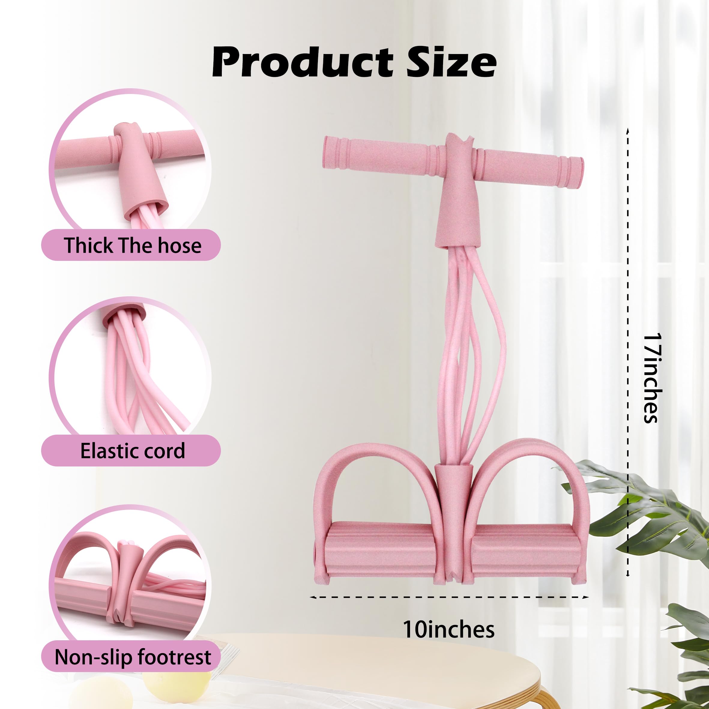 Corde De Résistance Multifonctionnelle Pédale - 6 Tubes épais, Rose Sakura, ABS+PP, Pour Fitness Taille, Jambes, Bras, Tous âges