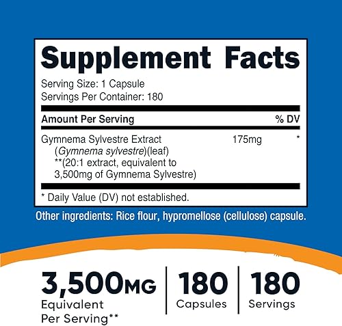 Miniatura 2 de Nutricost Gymnema Sylvestre 3,500 mg (extracto 20:1) de 175 mg, 180 cápsulas - Sin OMG, sin gluten y apto para vegetarianos