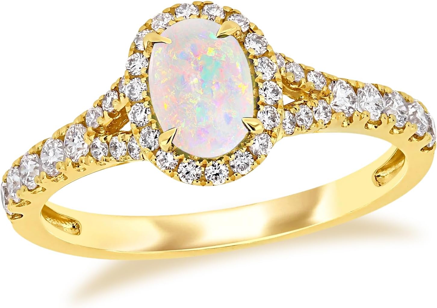 Oval Shaped Gemstone Halo Engagement Ring 10K 14K 18K Yellow Gold 7x5 MM Gemstone Prominse Wedding Annivesary Bridal Jewelry for Women