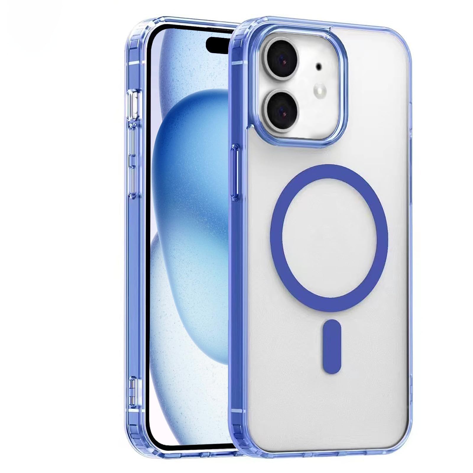 S.Dawezo Cover per iPhone 11, Compatibile con MagSafe, Custodia Traslucida Resistente, Protezione Antiurto di Livello Militare, Opaco Magnetica Case per iPhone 11, Blu