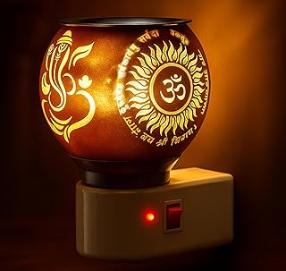 PANCA Glass Kapoor Dani, Electric Camphor Diffuser Ganesh Ji Om Electic Camphor Burne, |Multipurpose Incense Aroma Dhoop Dani|Camphor Burner Diffuser|Electrical Night Lamp for Office, Home