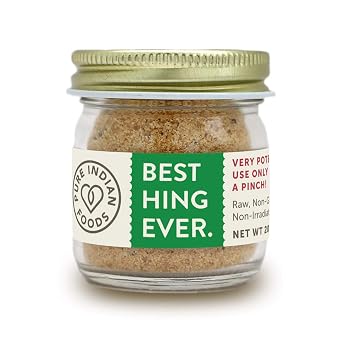 Pure Indian Foods Best Hing Ever Asafoetida Powder - Indian Spice for Garlic & Onion Substitute, 20g Glass Bottle NOT Tested for Gluten 1PK, 0.71 Ounce