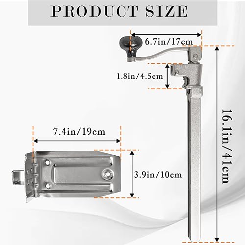 Miniatura 2 de Abrelatas comercial resistente para latas #10, abrelatas de mesa manual con base de acero chapado para latas de hasta 17.7 pulgadas de alto,