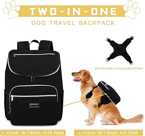 Miniatura 9 de BAGLHER Bolsa de viaje para perros, mochila aprobada por aerolíneas, mochila de viaje para perros con 2 cuencos plegables de silicona y 2 cestas de