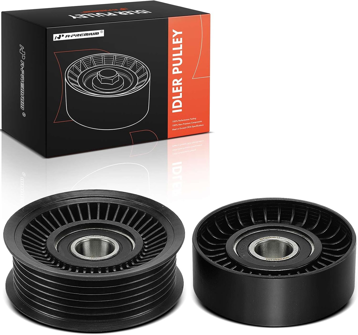 A-Premium 2PCS Belt Idler Pulley Compatible with Jeep Grand Cherokee 2005-2010, Liberty 2009 2011-2012, Commander 2006 2010 & Dodge Ram 1500 2009-2010, Durango 2004-2009, Dakota 2005-2006 2011