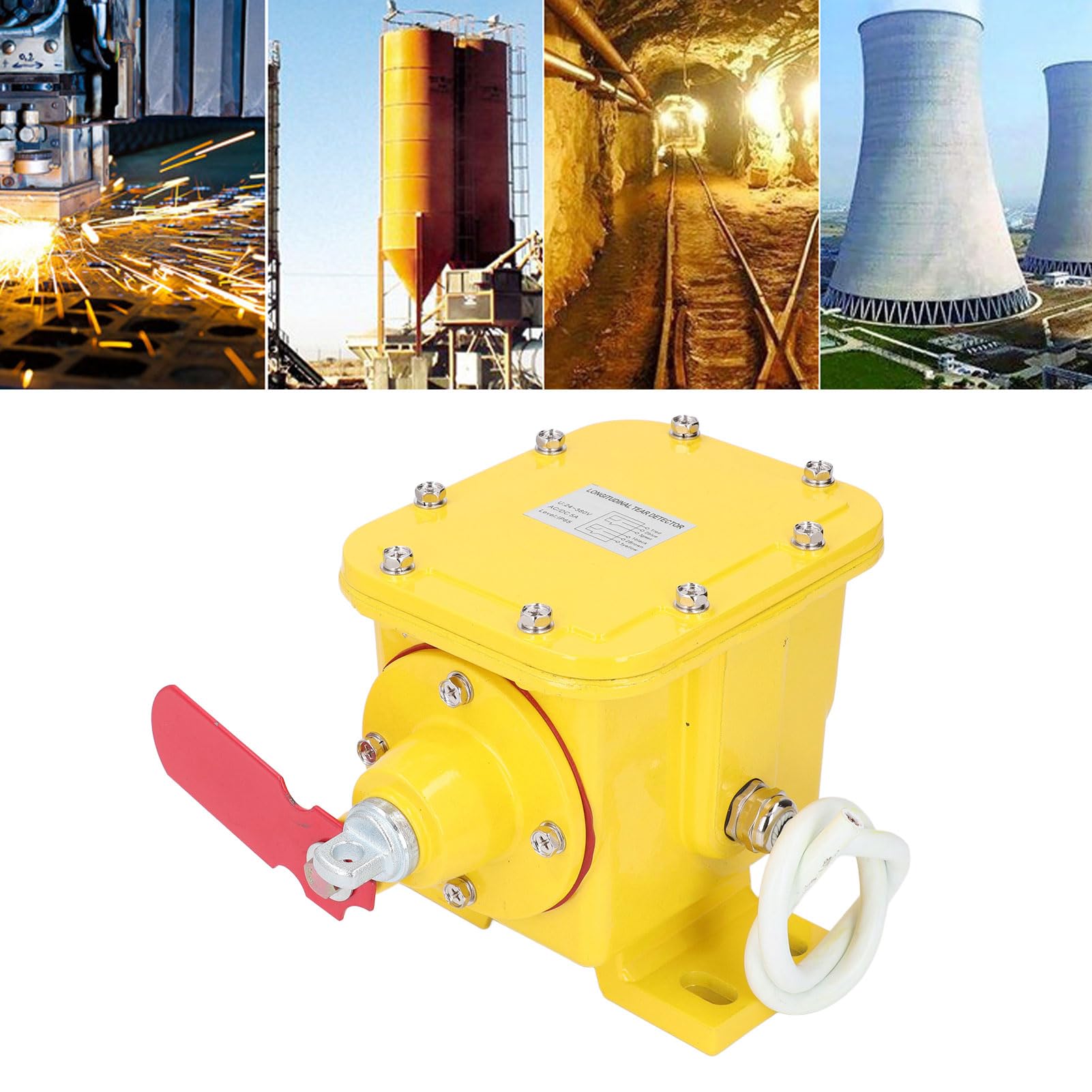 Ejoyous Interruptor de Cable de Tracción Interruptor de Cable de Tracción de Aleación de Aluminio 24 a 380 V Restablecimiento Manual IP65 2 Microinterruptores de 20 Mm para Parada de Emergencia de