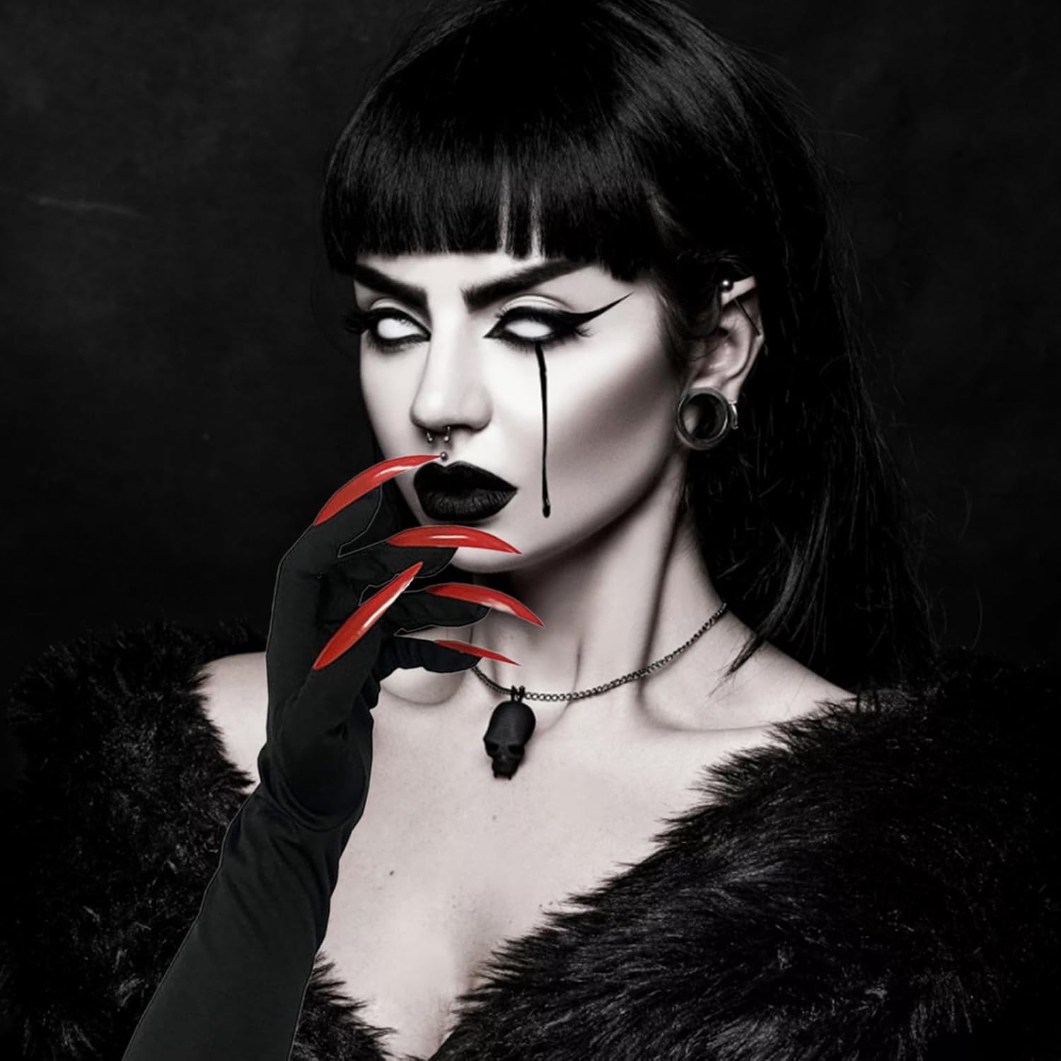 Red Long Nail Ghost Gloves - Witch Claw Gloves with Long Fingernails for Carnival Halloween Party Cosplay Costume Decoration Accessories - Image 5