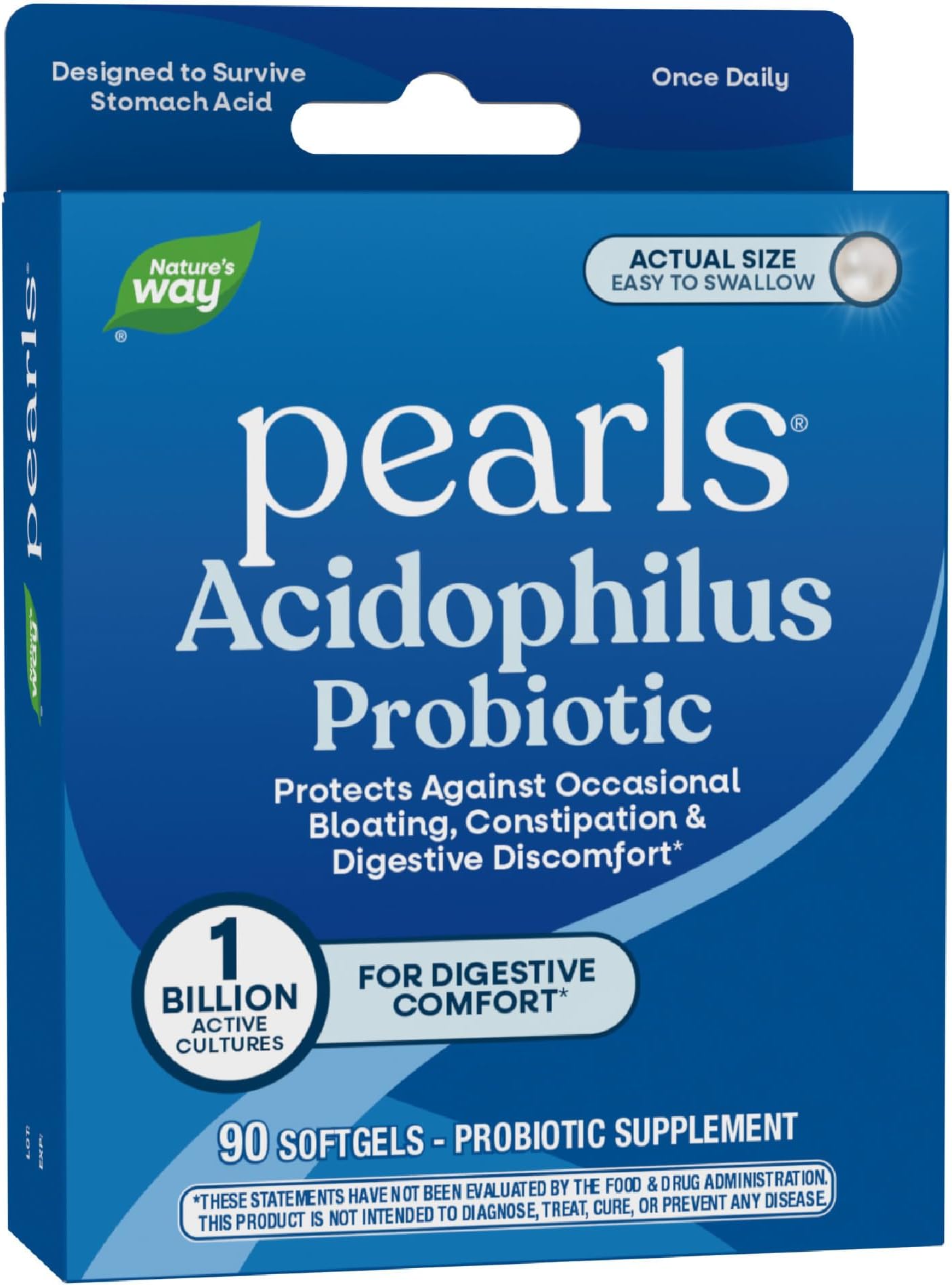 Probiotic Pearls Acidophilus, Digestive and Immune Health Support for Women and Men*, Protects Against Occasional Constipation and Bloating*, 90 Softgels