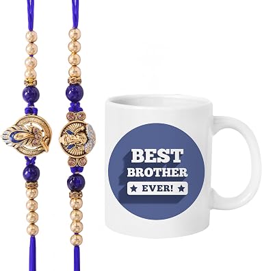 TIED RIBBONS Rakhi for Brother with Gift | Rakhi Set of 2 | Designer Coffee Mug, Roli Pack | Raksha Bandhan Gift for Brother, Sister, Bro, Nephew
