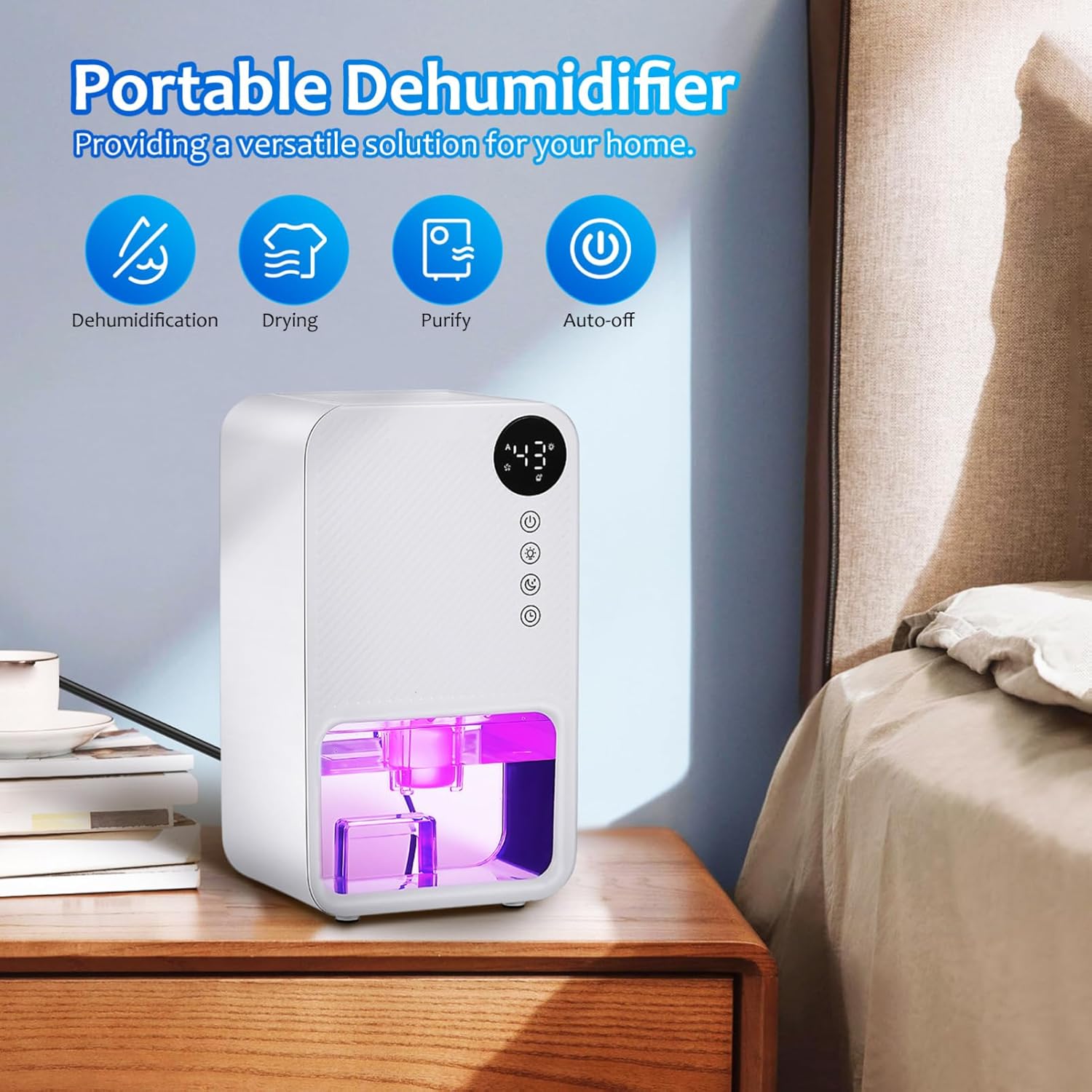 Luxshiny Compact for Home Auto Shut off for Bathroom Bedroom and Basement Energy Efficient Led Lighting Safe to Use Moisture Absorber