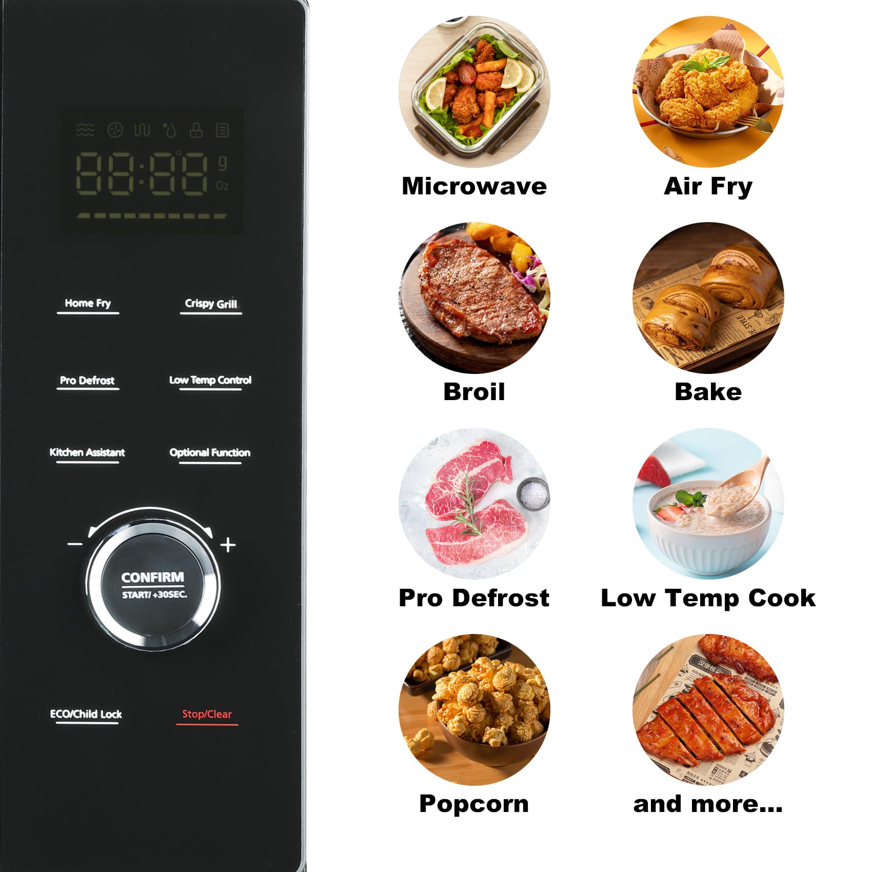 SMETA Four à Micro-ondes 34L Combiné Micro-ondes 1000W, Gril 2400W, Air Chaud 2400W, 10 Menus Automatiques, 6 Niveaux de Puissance, Fonction Combi, Fonction ECO et Désodorisation, Noir