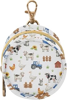Farm Animals Tractors Baby Pacifier Holder Case with Clip Portable Pacifier Storage Organizer Round Container Pouch Box Fits Diaper Bag Stroller Purse