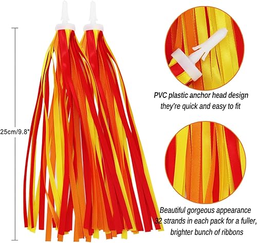 Miniatura 10 de PLATT Manillar de bicicleta para niños, cintas coloridas, borla, para manillar de bicicleta, scooter (1 par)