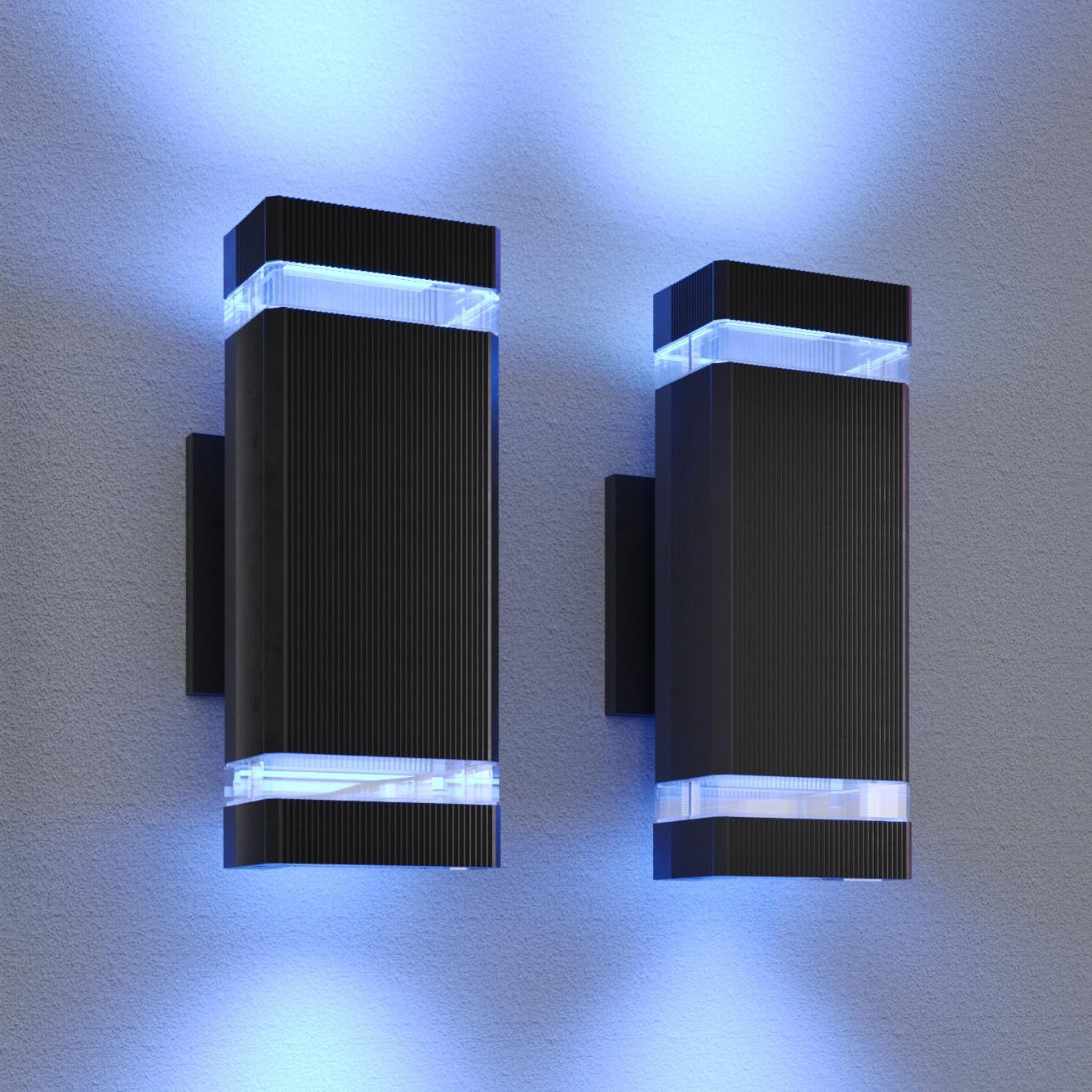 rosykite Up Down Outdoor Wall Lights Sconce, Remote Control RGB Color Changing LED Porch Lights Outdoor Wall Mounted, Black Exterior Lights for Garage, Balcony, Front Door - ETL Listed