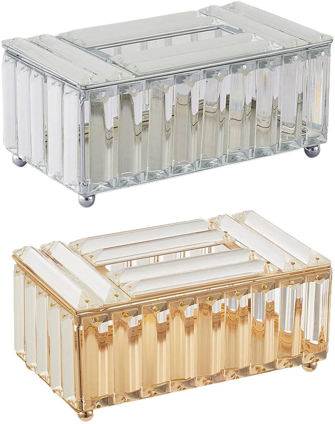 Dozownik Serwetek Modern Style Crystal Tissue Box Goldholder, 23x13x10cm / 9.06x5.12x3.94 cal Toaletki i Restauracji(Champagne)