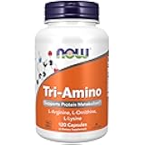 NOW Foods Supplements, Tri-Amino with L-Arginine, L-Ornithine, L-Lysine, Supports Protein Metabolism*, 120 Capsules