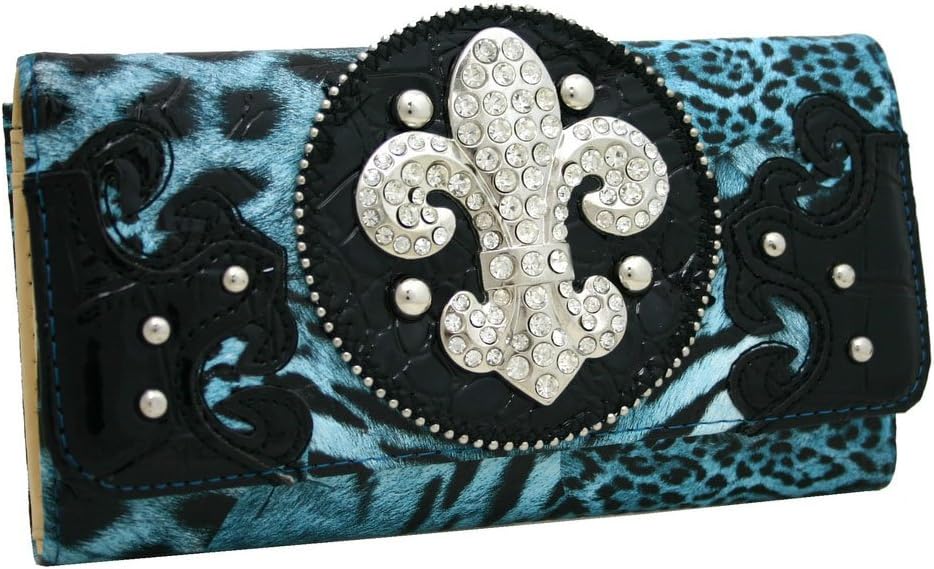 Western Rhinestone Bling Fleur De Lis Wallet