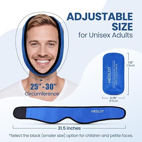 Miniatura 2 de Faja con grl frío o caliente, reutilizable para aliviar el dolor de la barbilla, mandíbula, cirugías faciales, implantes dentales, etc. De LotFancy.