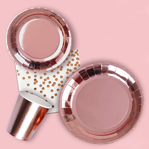 Miniatura 7 de Suministros de fiesta de oro rosa (juego de decoraciones de fiesta de oro rosa con globos)