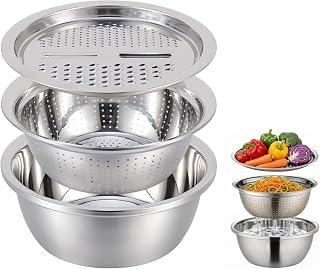 Lavabo Multifuncional de Acero Inoxidable, Lavabo Multifuncional de Acero Inoxidable con Rallador Cortador de Verduras para Cocina, Rebanador de Verduras, Rallador, Colador y Escurridor (30 cm)