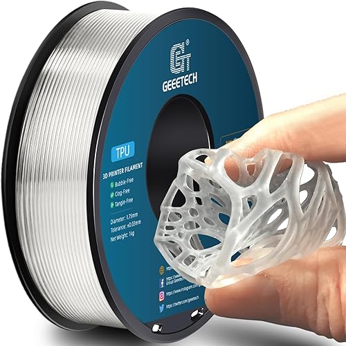 Miniatura 46 de Geeetech Filamento TPU de 1.75mm, Shore 95A – Filamento flexible para impresora 3D con alta elasticidad, carrete de 1KG (2.2lbs), precisión