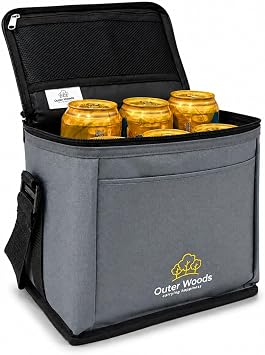 6 Can Cooler Bag - Grey | Keeps Drinks Cool Up to 10 Hours