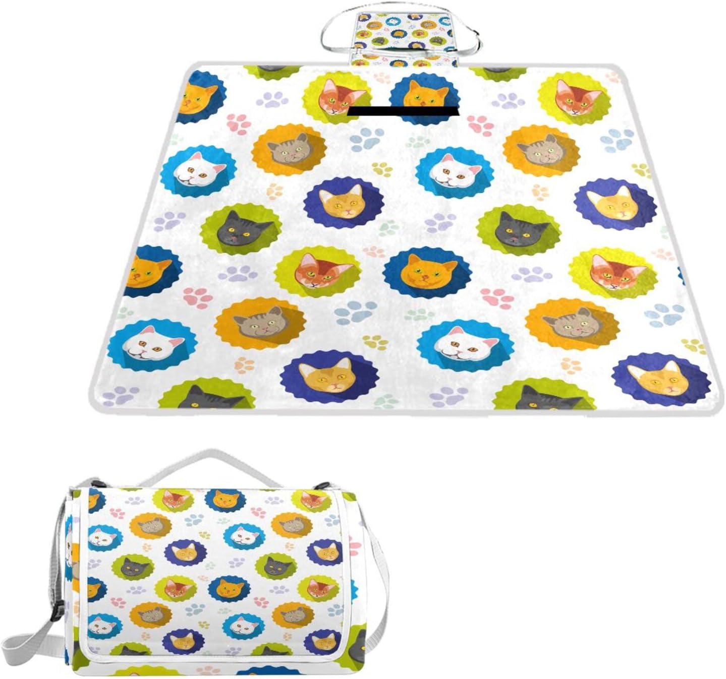 レジャーシート レジャーマット 厚手 アルミ 折り畳み 防水 コンパクト 大判 猫柄 可愛い かわいい キャット 花見 キャンプ 軽