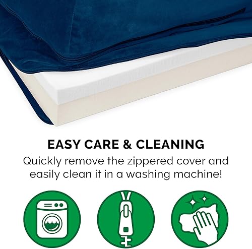 Miniatura 7 de Furhaven - Cama para perro de espuma viscoelástica, en forma de L, de felpa y terciopelo, zafiro profundo, Jumbo Plus (XXL)