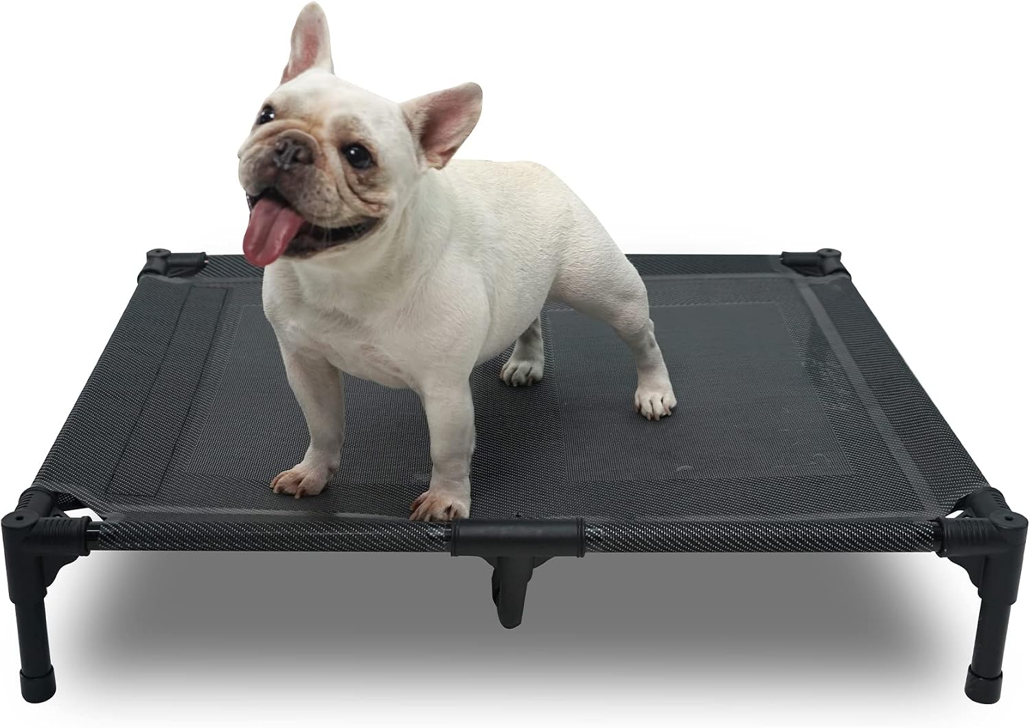 Fuzzywoozy Elevated Dog Bed, Outdoor Raised Dog Cots Beds with No-Slip Feet, Pets up to 50/70/150lbs (Medium, Grey)