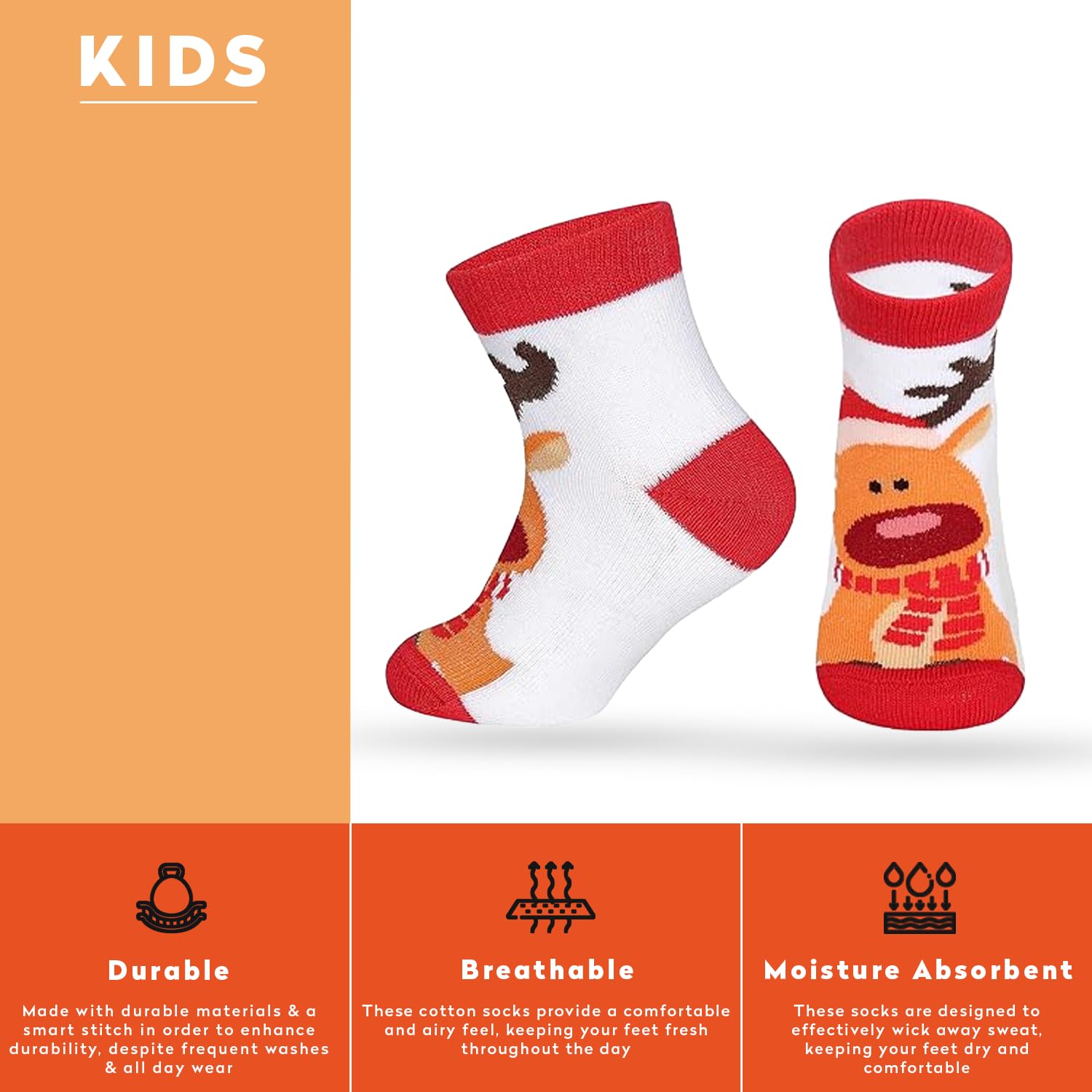 Supersox Ankle Length Christmas Socks for Kid's, Made with Breathable, Anti Odour & Moisture Absorbent Combed Cotton with a Extra Durable Welt, Ideal For All Day Wear (Pack Of 5) - Image 5 thumbnail
