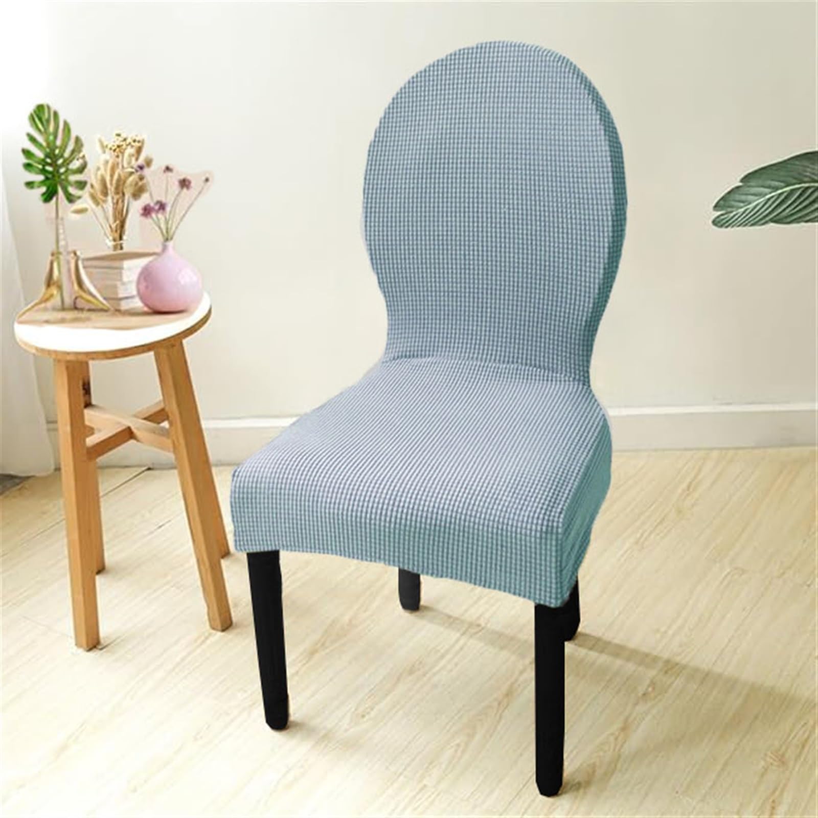 XWSM 1/2/4/6 PCS Curved Backed Chair Covers Slipcovers Round Back Dining Chair Cover Stretch Kitchen Chair Slipcovers Solid Color Chair Protectors Covers (Color : Sky Blue, Size : 1pcs)