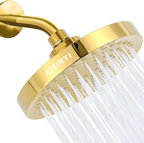 Cabezal de ducha de lluvia de alta presión, cabezal de ducha moderno de lujo de 6 pulgadas con reemplazo ajustable perfecto, restrictor extraíble,