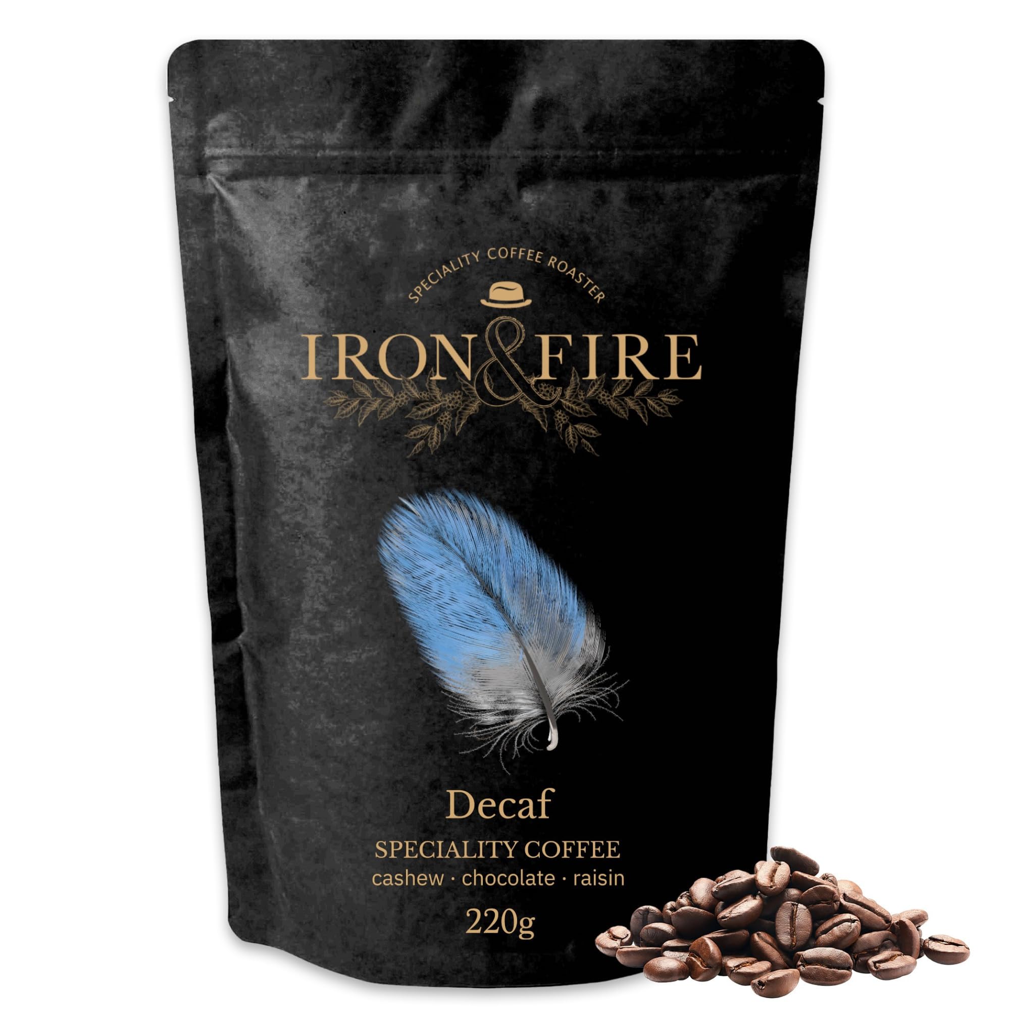 Iron & Fire Decaf Coffee Beans Speciality Blend Whole Beans 220g
