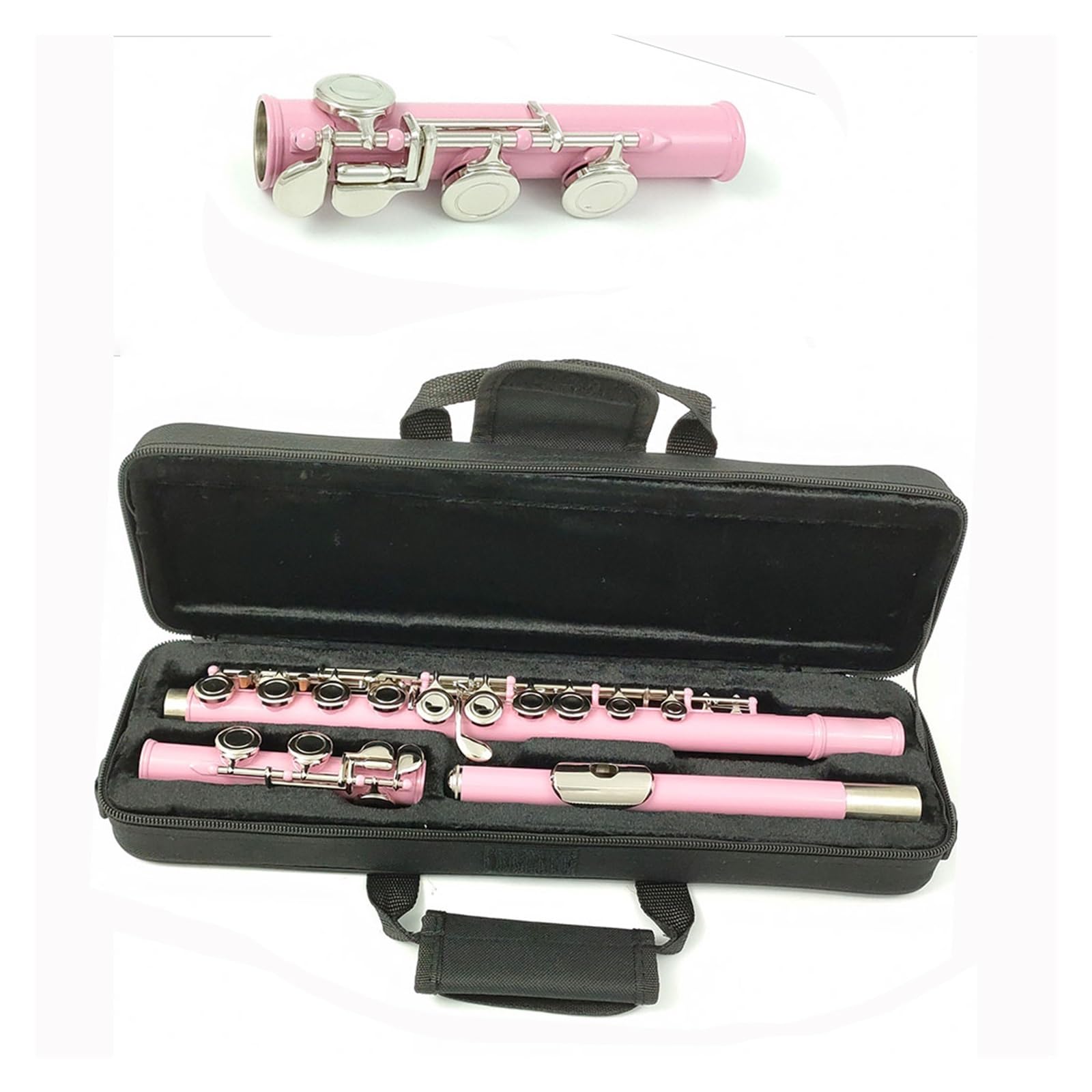 flauta travesera Flauta De 16 Orificios, Orificio Cerrado, Llave C, Instrumento, Cuproníquel, Niquelado, Flauta Rosa Con Llave E instrumento de flauta profesional