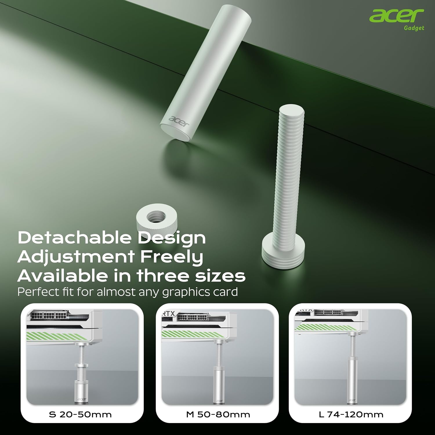 acer GPU Support Bracket, GPU Stand with Magnet Non-Slip Base, Silver image 5