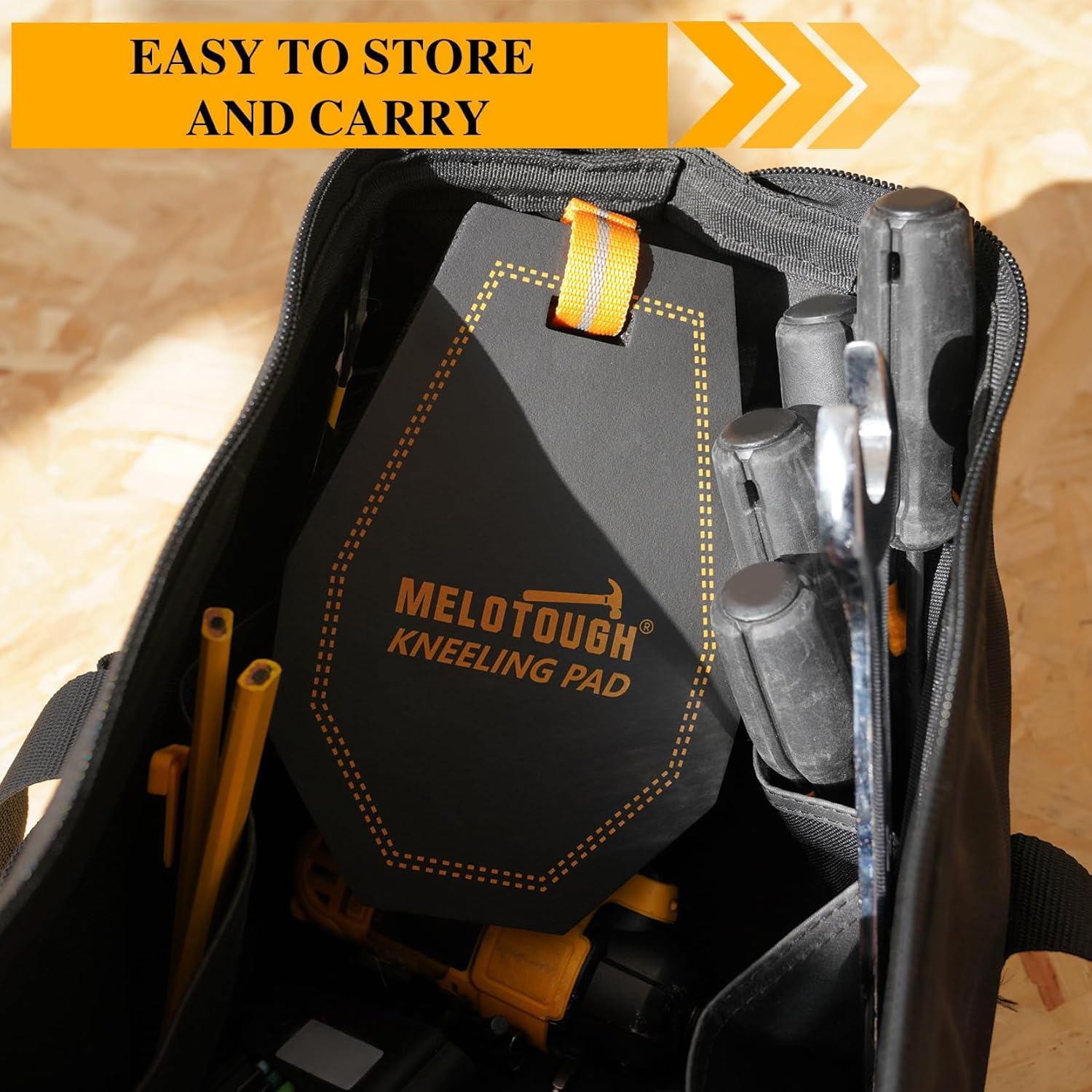 MELOTOUGH Work Knee Pads, Mini Kneeling Pad Portable 1 Inch Thick NBR Foam Kneeling Pads for Work Construction, Plumbers, Mechanics, Electricians (Black)