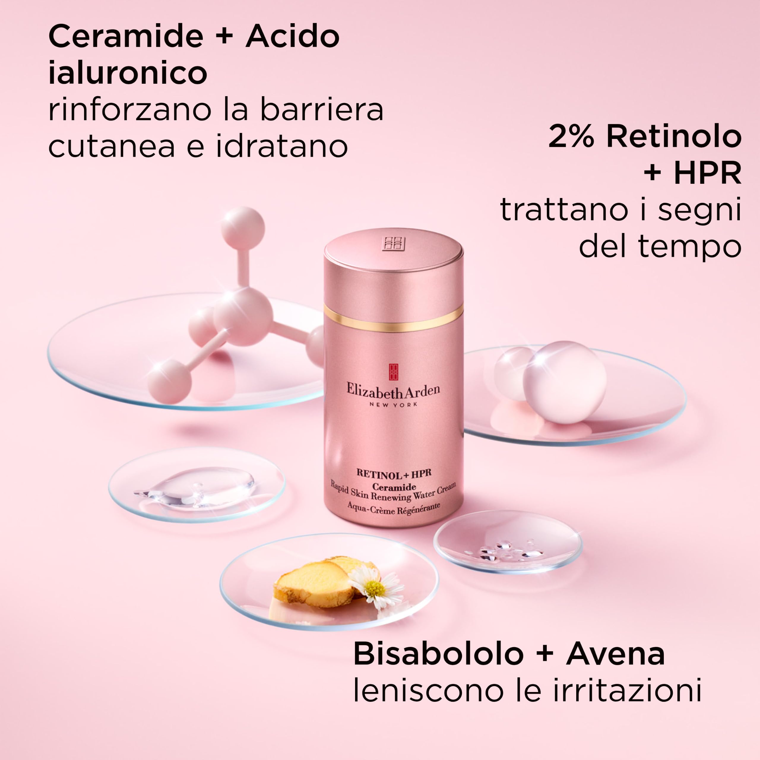 Elizabeth Arden Retinol + HPR Crema Rinnovatrice con Retinolo e Ceramide Water Cream, Cura Anti-età per Rivitalizzare e Levigare le Rughe, per Giorno e Notte, 50 ml
